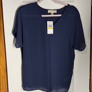 Blue V-Neck Blouse